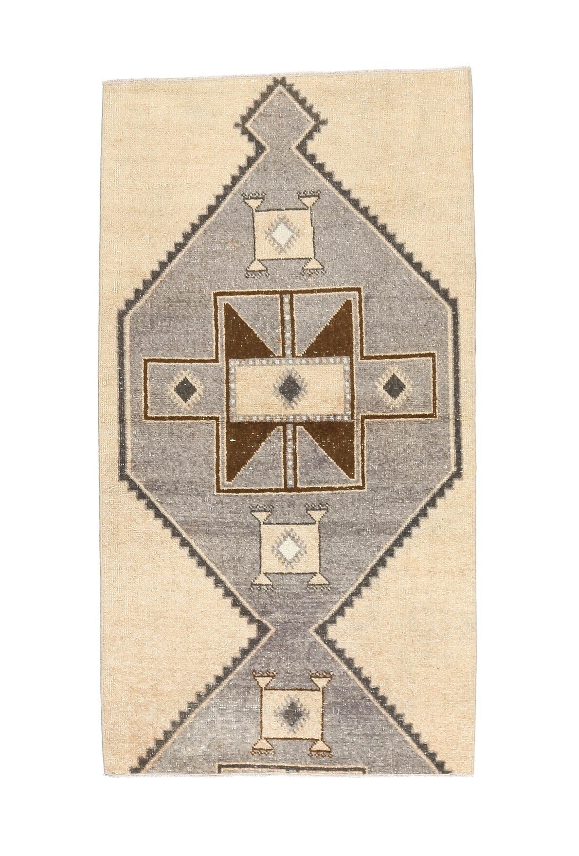 Vintage Beige Oushak Runner Rug