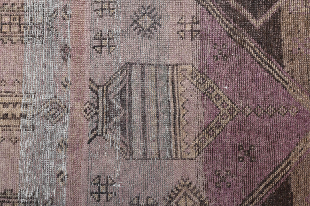 Yesimnihal runner: 1970s handmade Anatolian runner with oriental motifs and cotton backing