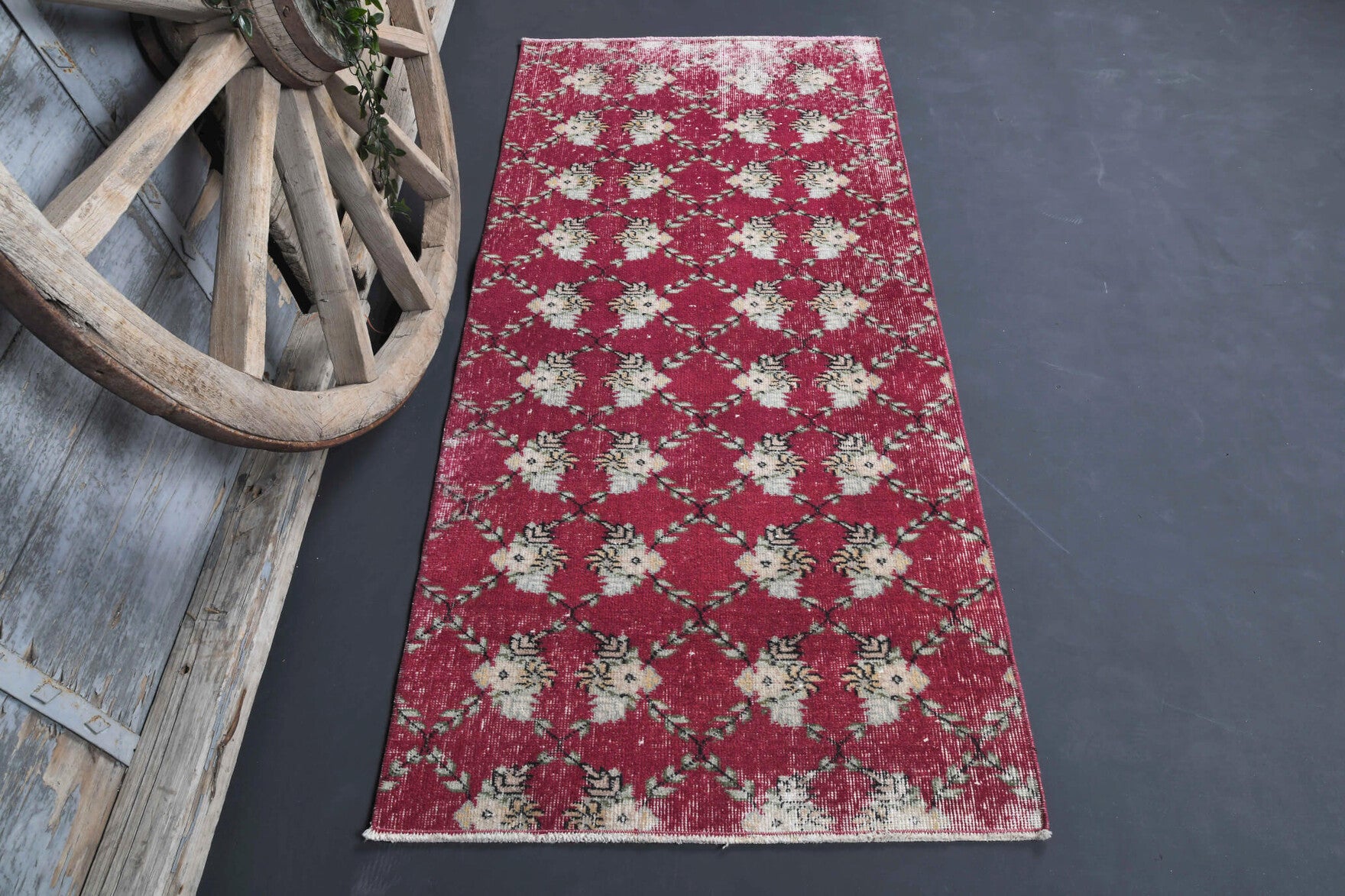 Vintage Kilim Red Runner Rug