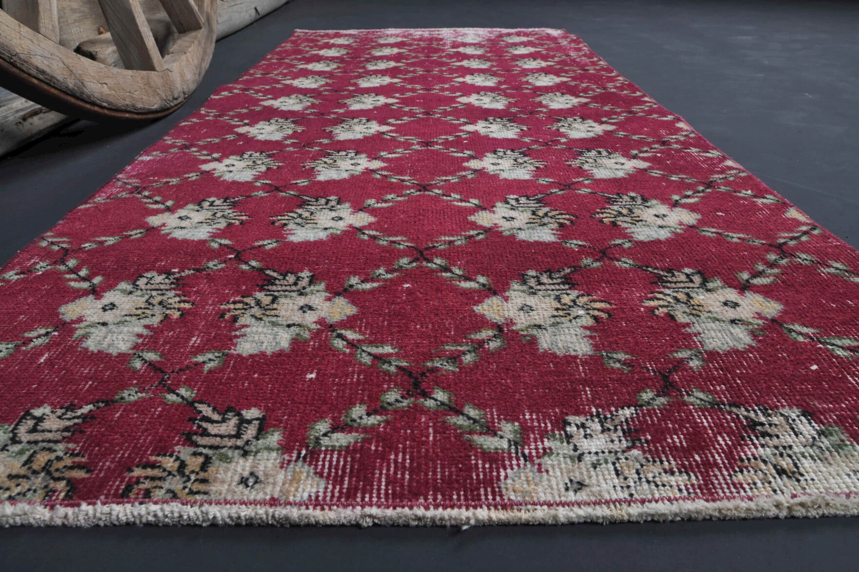 Vintage Kilim Red Runner Rug