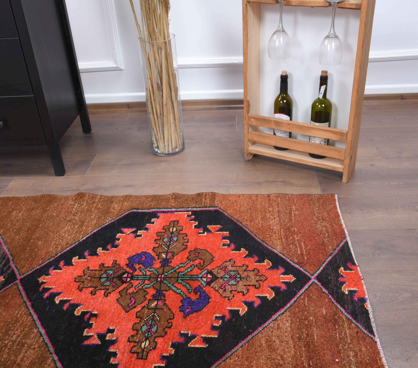 90x194 cm vintage Anatolian runner rug – Safaperi, low pile, wool