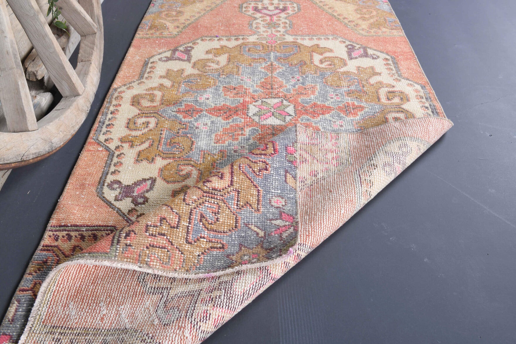 99x210 cm vintage Anatolian area rug – Canyar, low pile, wool