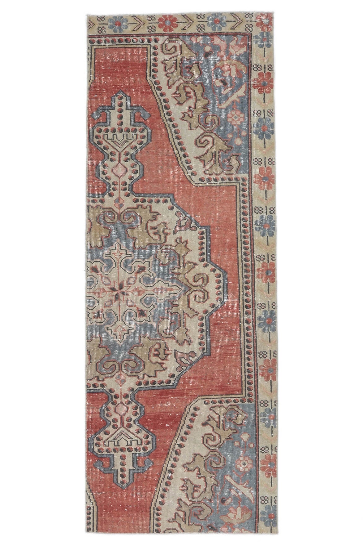 3x7 Vintage Handwoven Red Oriental Anatolian Rug Runner