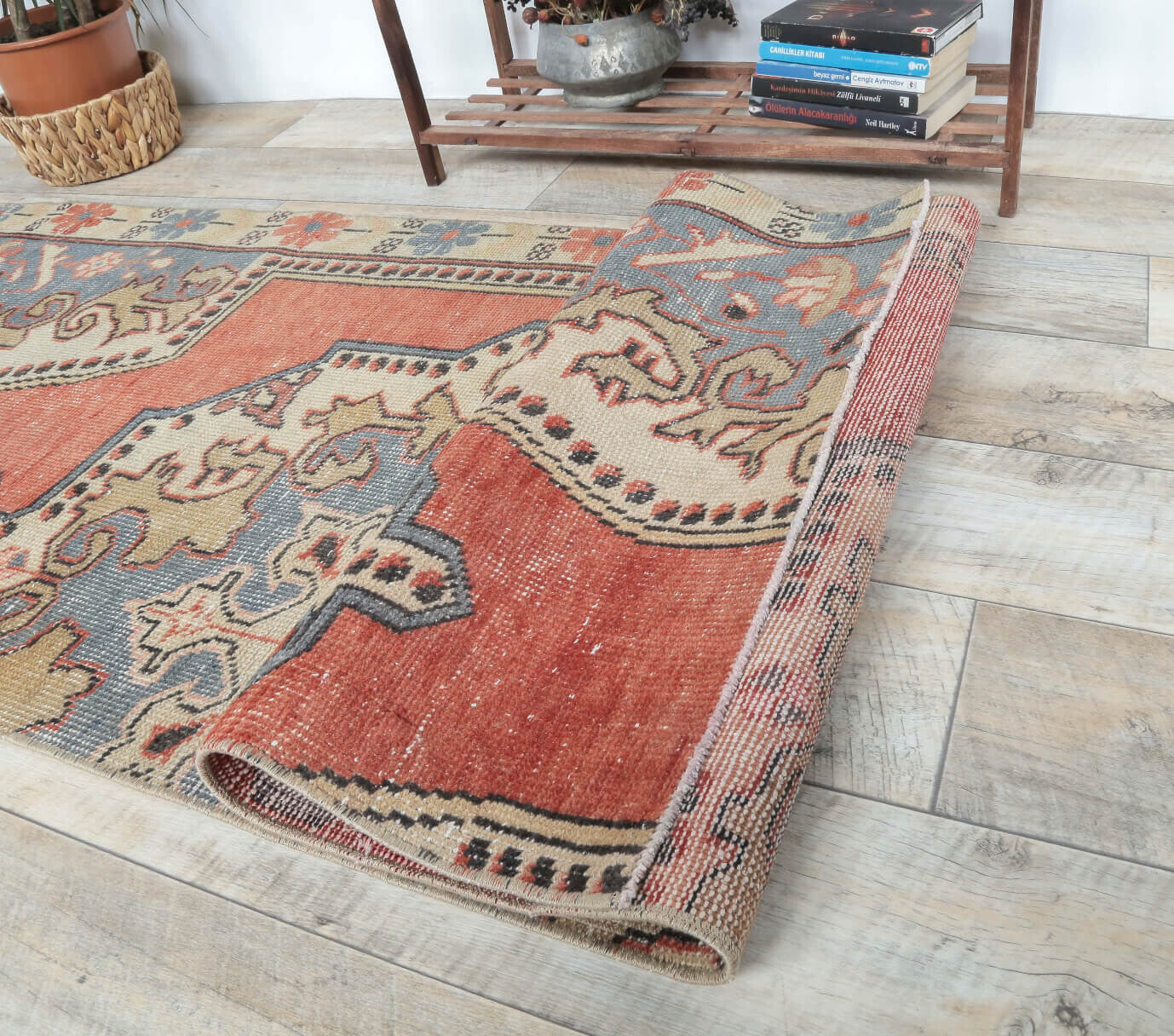 3x7 Vintage Handwoven Red Oriental Anatolian Rug Runner