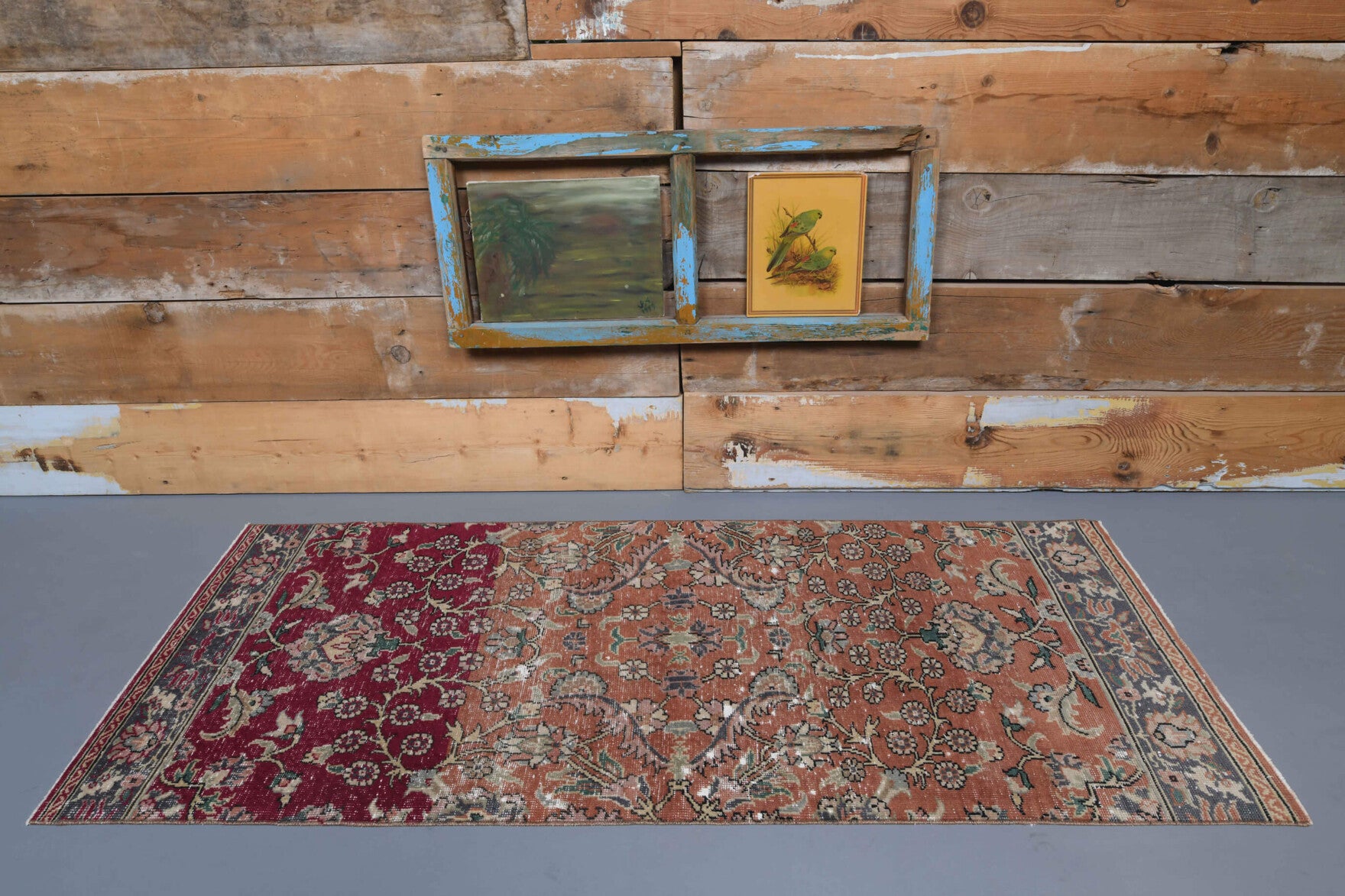Floral Design Vintage Anatolian Runner Rug