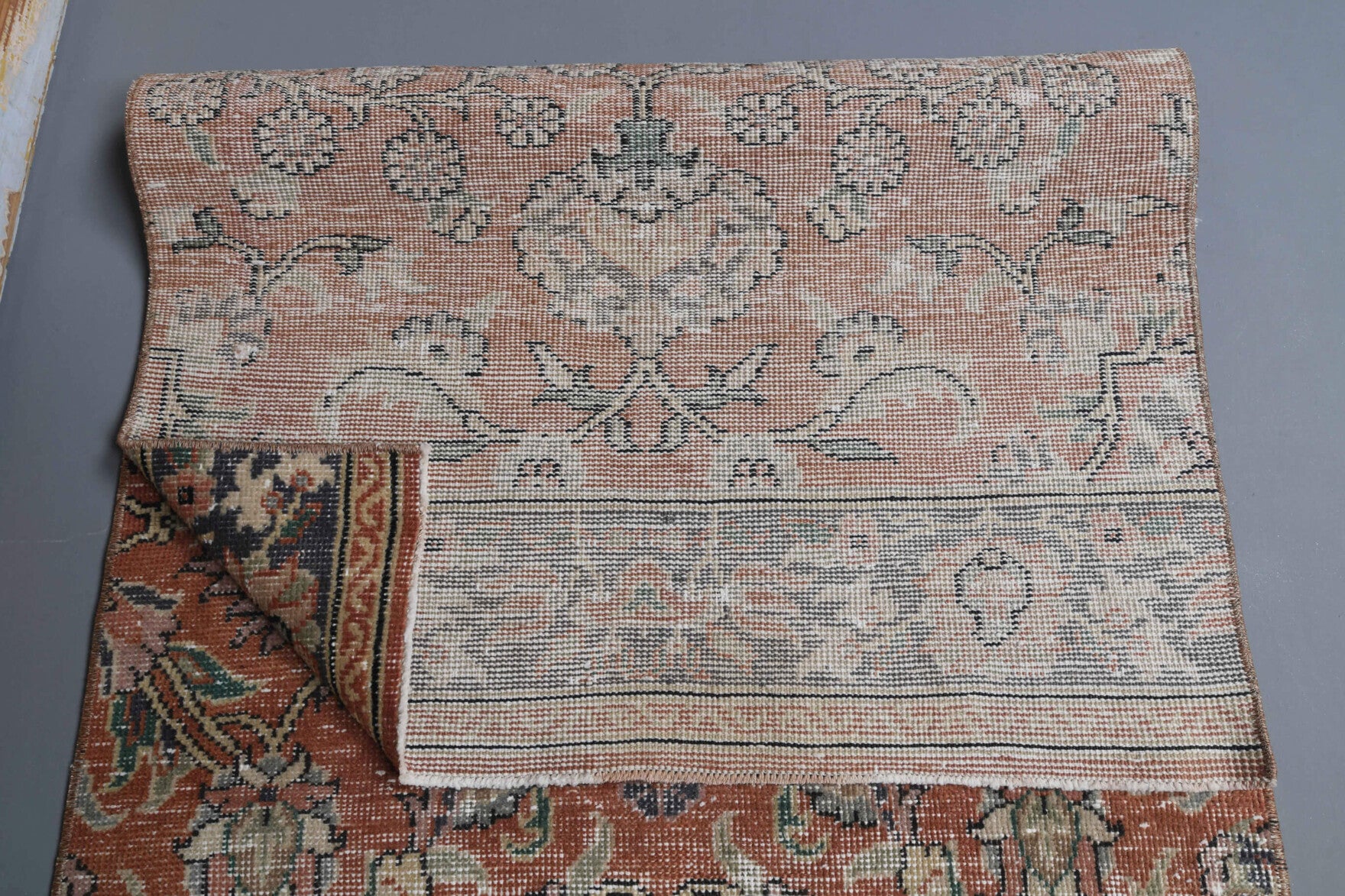 Floral Design Vintage Anatolian Runner Rug