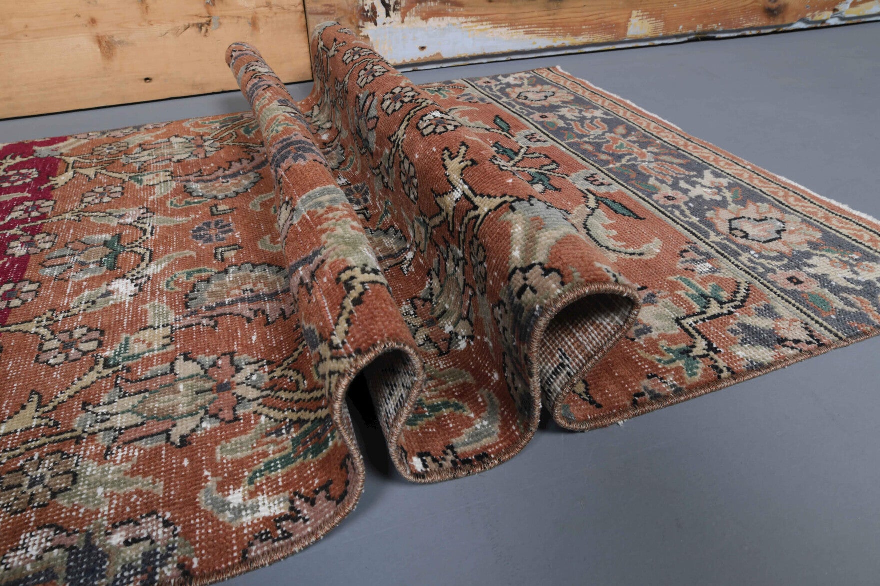 Floral Design Vintage Anatolian Runner Rug