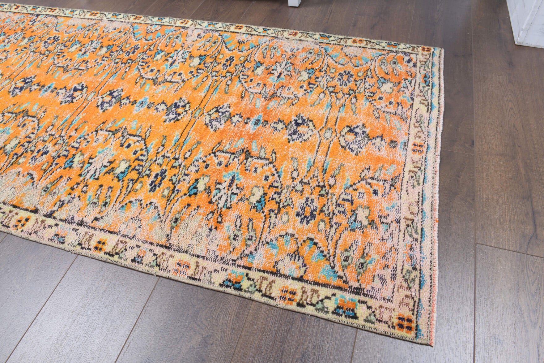 90x205 cm vintage Anatolian runner rug – Hilalgul, low pile, wool