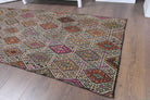 3x7 Geometric Vintage Kilim Runner Rug