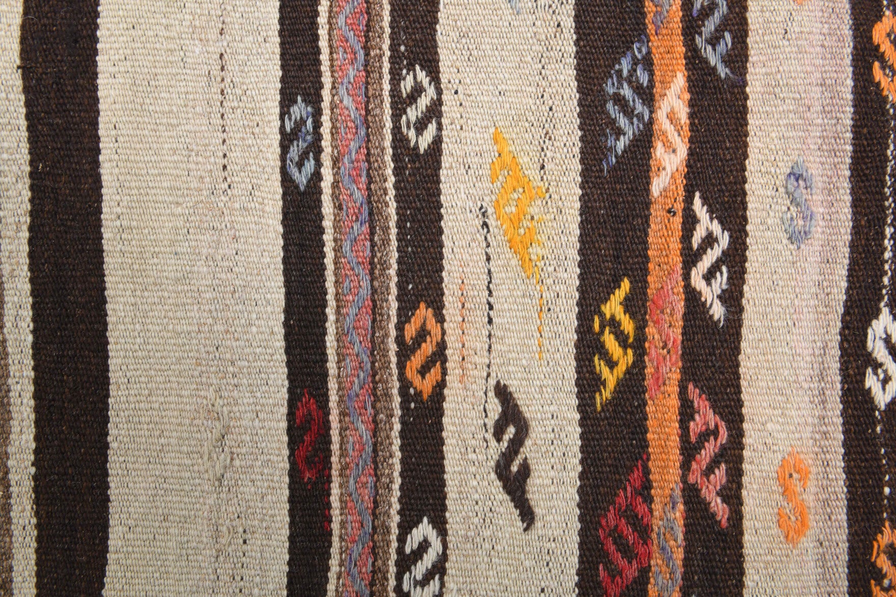 Zenokrateia runner: 1960s handwoven flatweave Anatolian runner with striped motifs