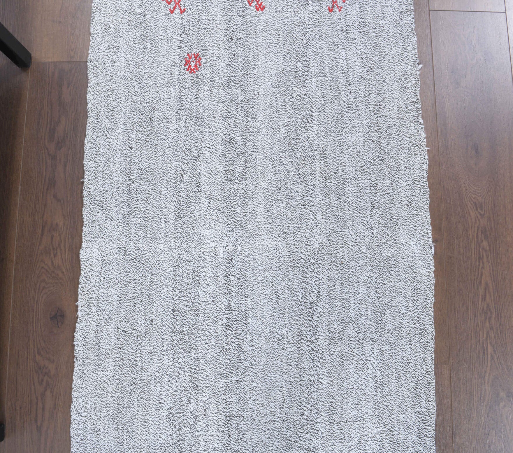 Theogena runner: 1960s handwoven flatweave Anatolian runner with solid motifs