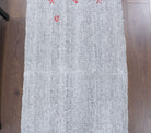 Theogena runner: 1960s handwoven flatweave Anatolian runner with solid motifs
