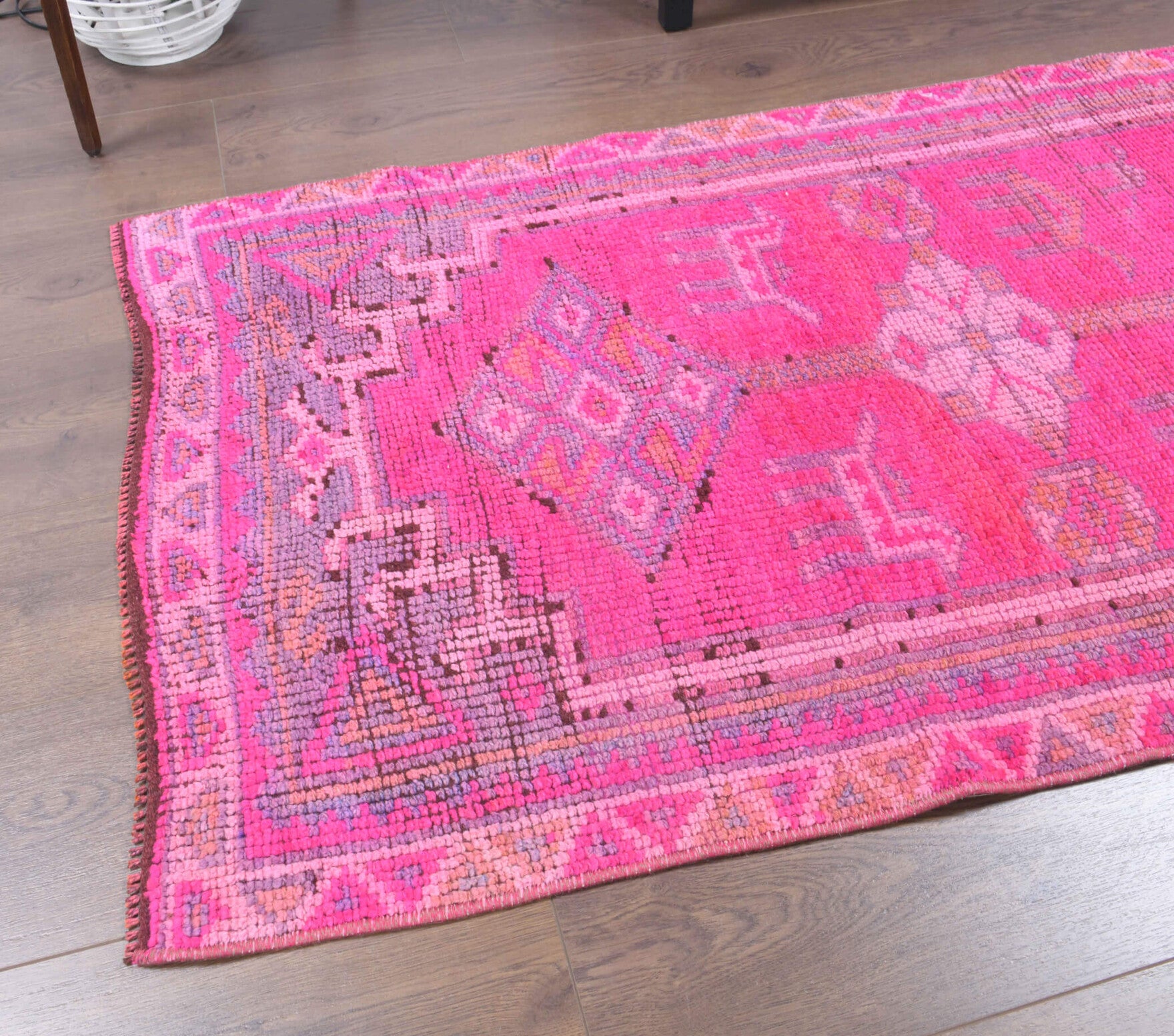 One-of-a-kind 1980s Anatolian overdyed vintage runner rug in wool, 2'9" x 7'3"
