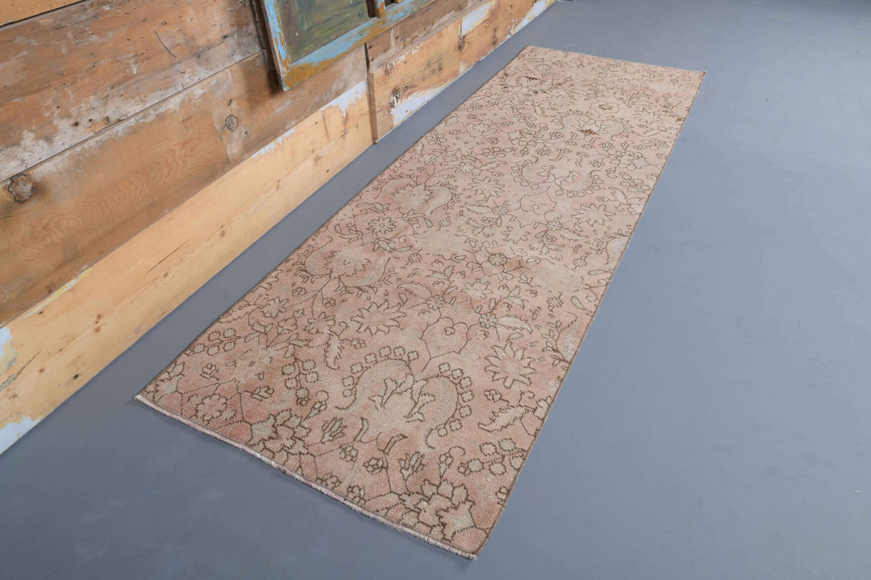 Floral Vintage Oushak Runner Rug