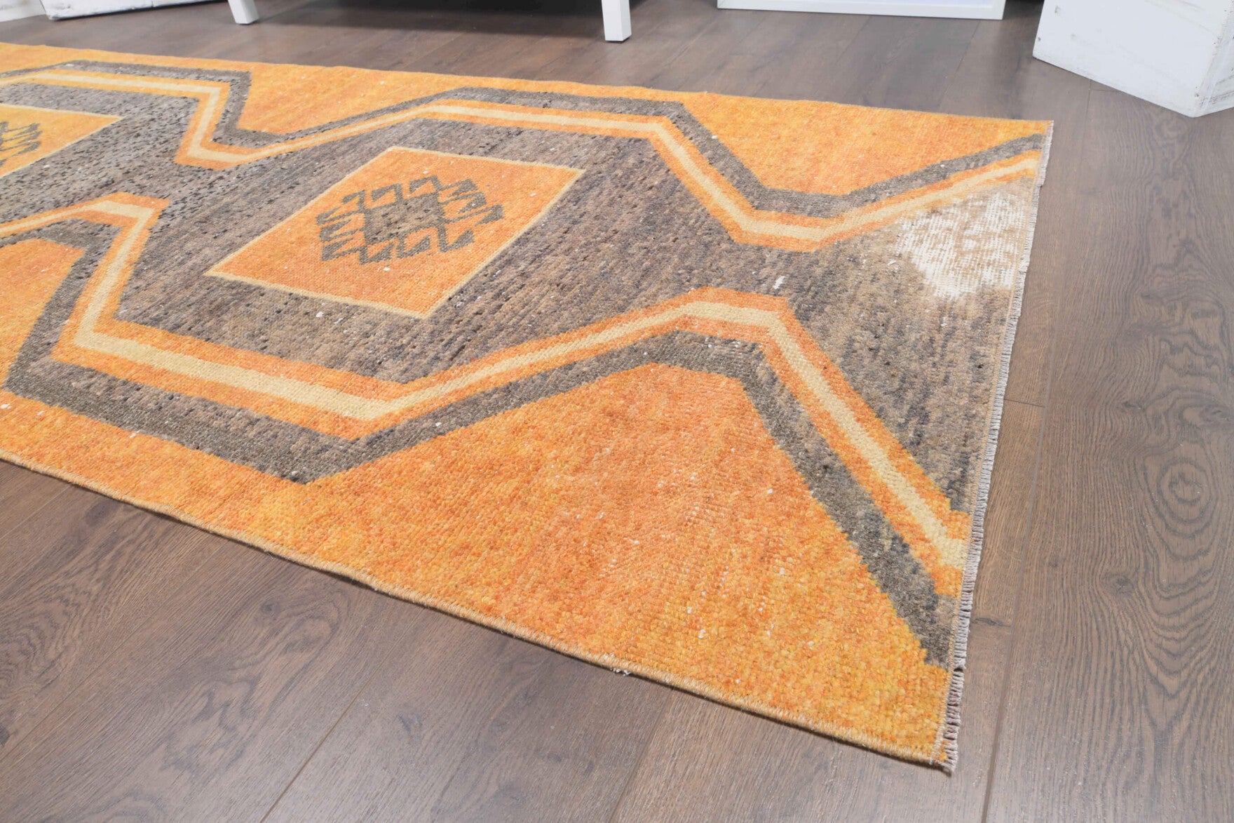 Orange Vintage Oushak Runner Rug
