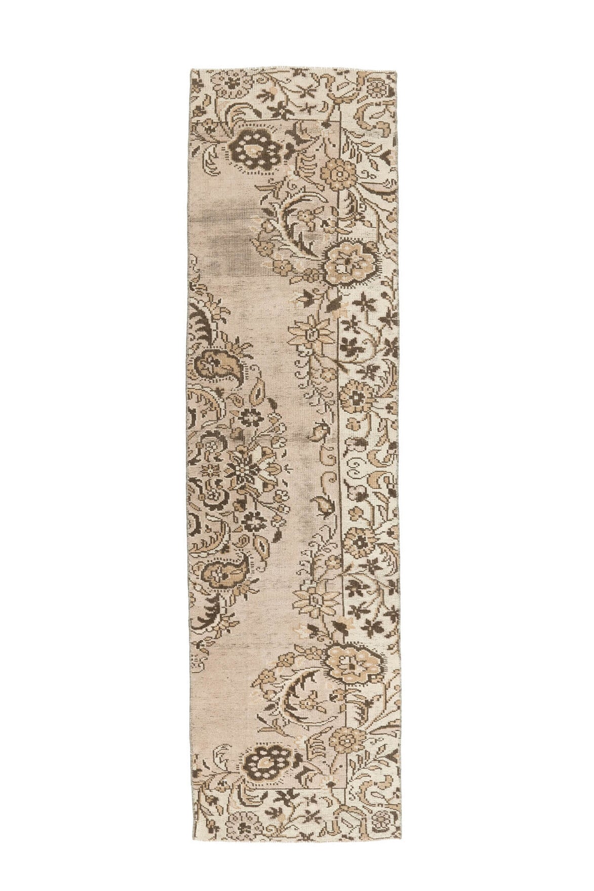 Vintage Brown Oushak Runner Rug