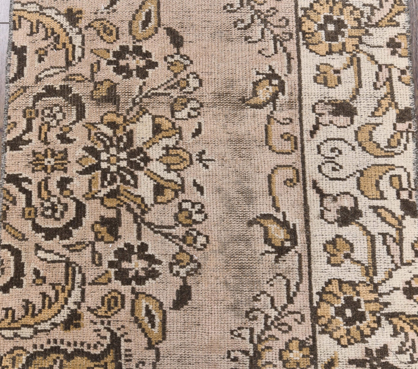 Vintage Brown Oushak Runner Rug