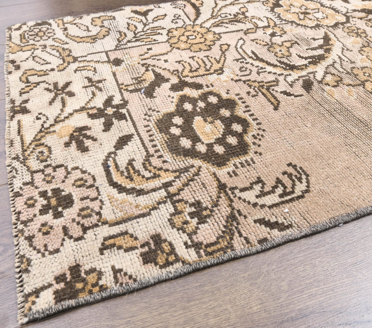 Vintage Brown Oushak Runner Rug