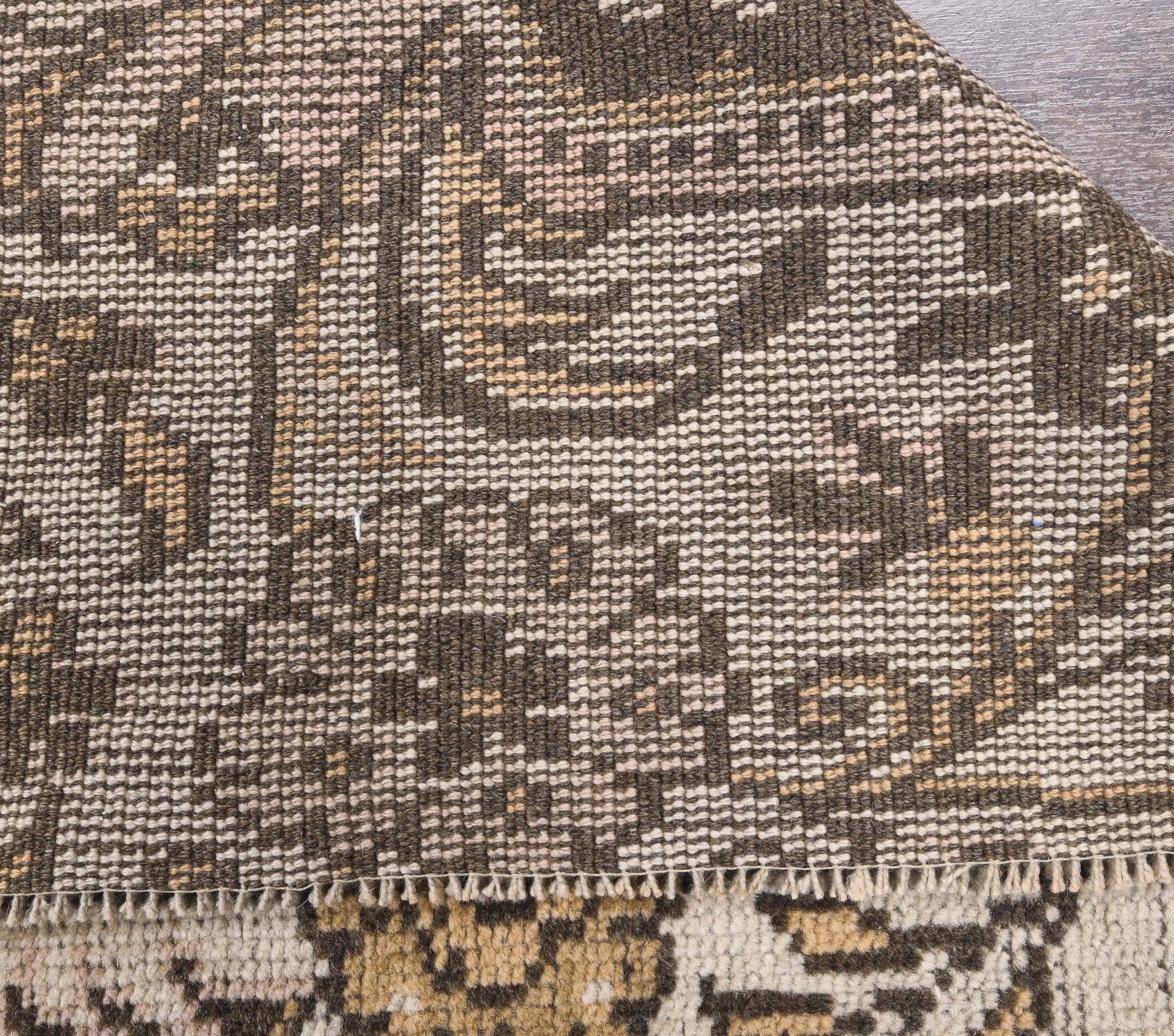 Vintage Brown Oushak Runner Rug