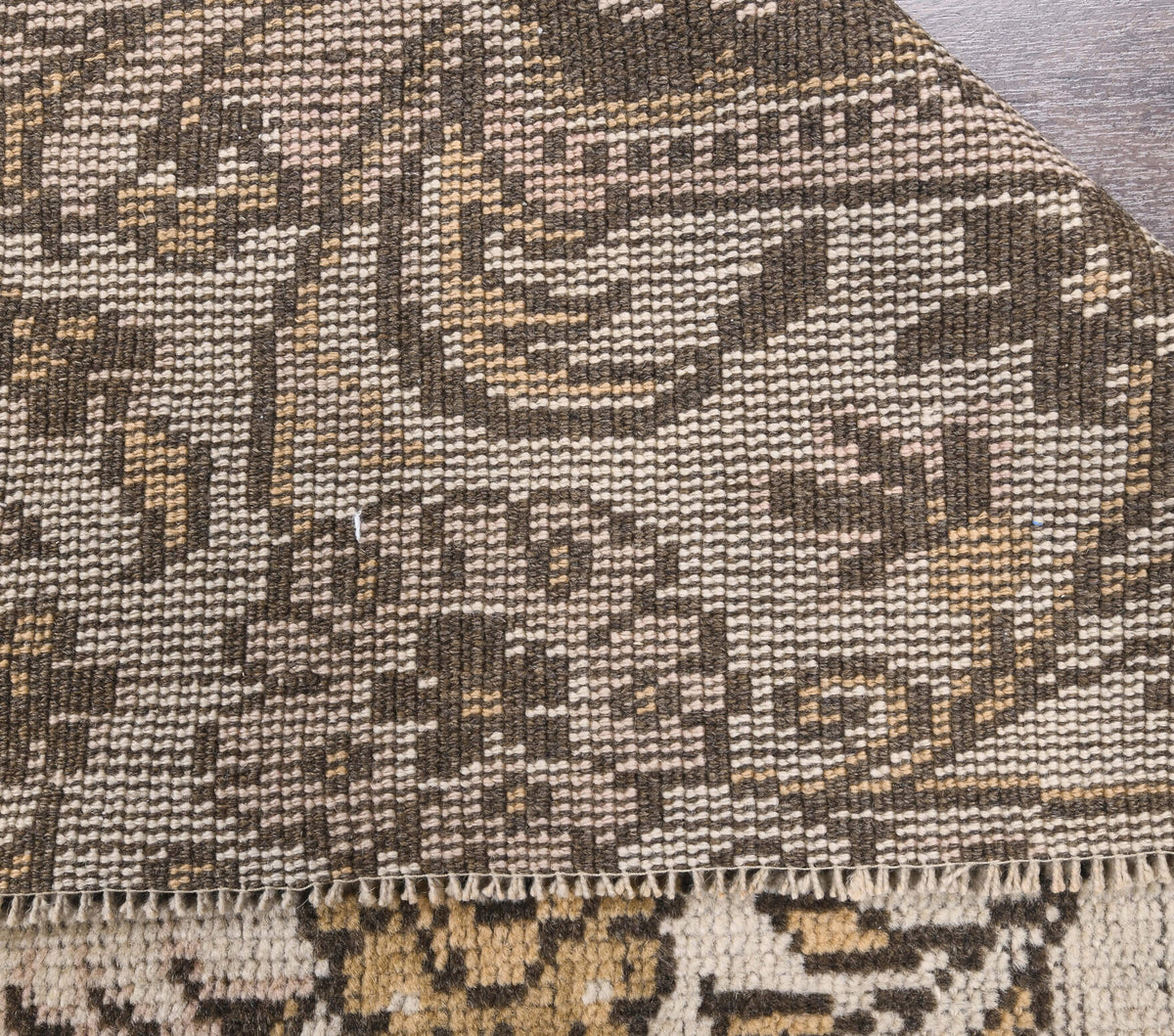 Vintage Brown Oushak Runner Rug