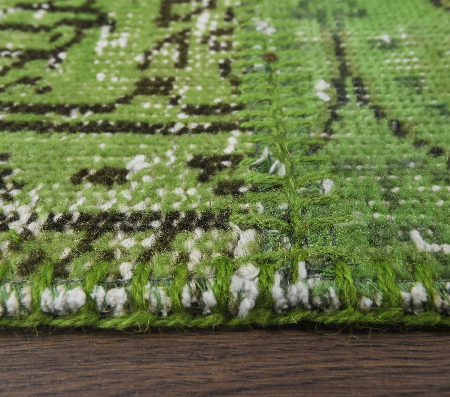 3x8 Vintage Patchwork Green Runner Rug
