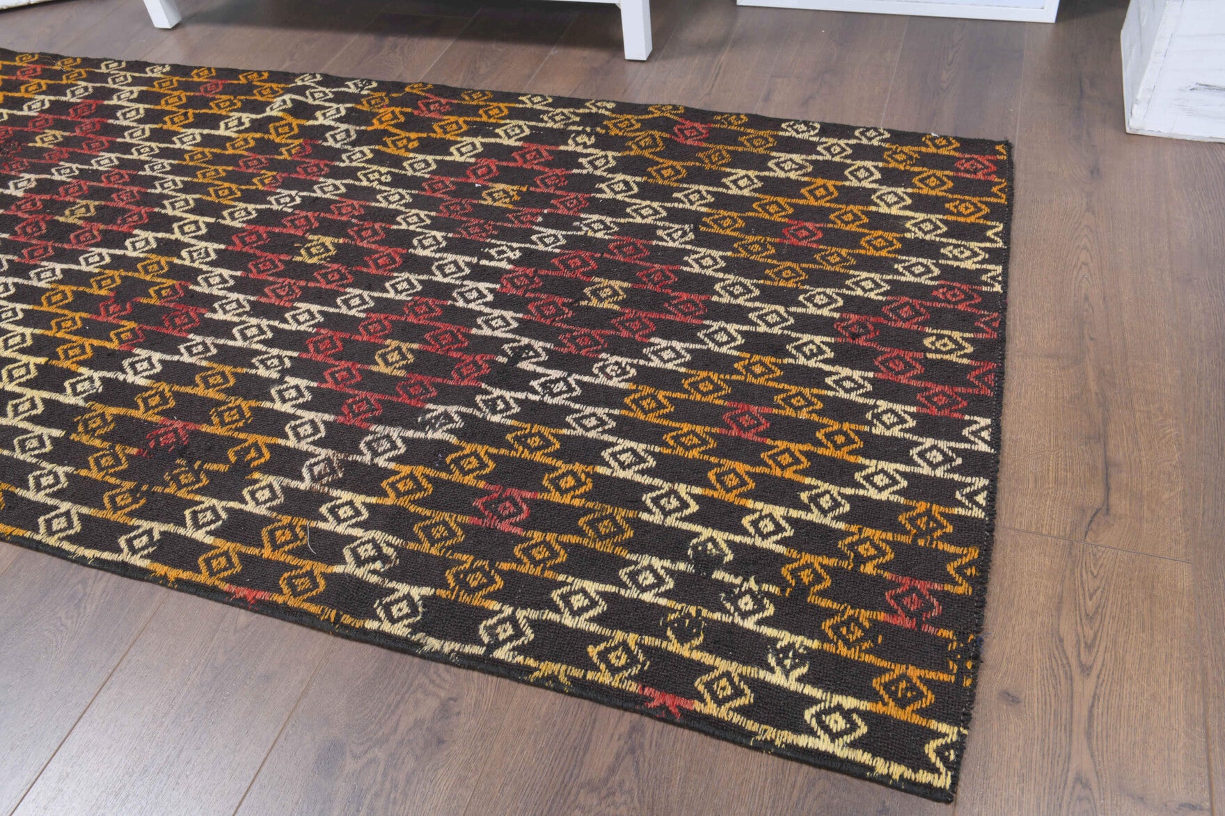 97x230 cm vintage kilim Anatolian runner rug – Zenosela, flatweave, wool