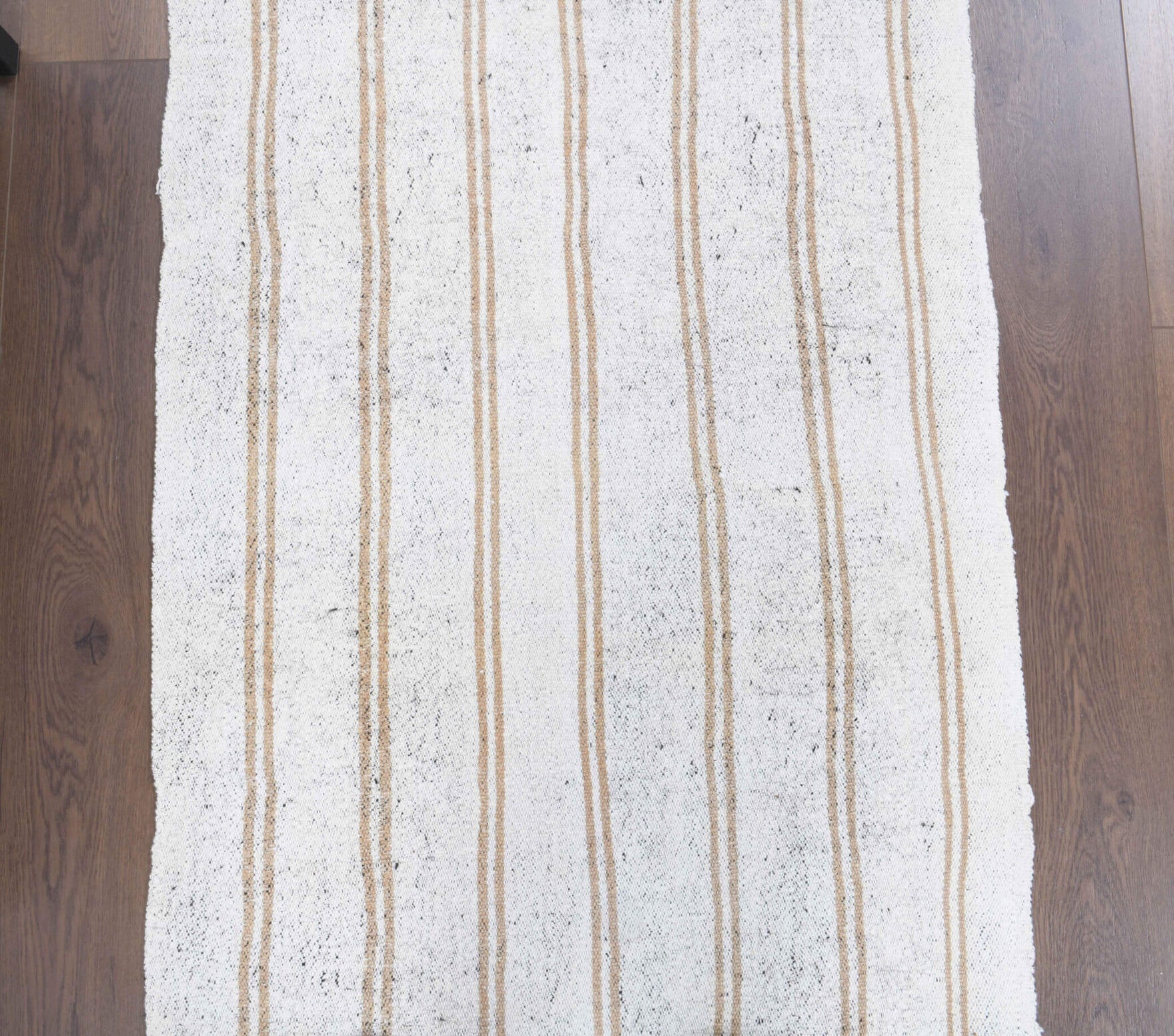 Vecdlale runner: 1960s handwoven flatweave Anatolian runner with striped motifs