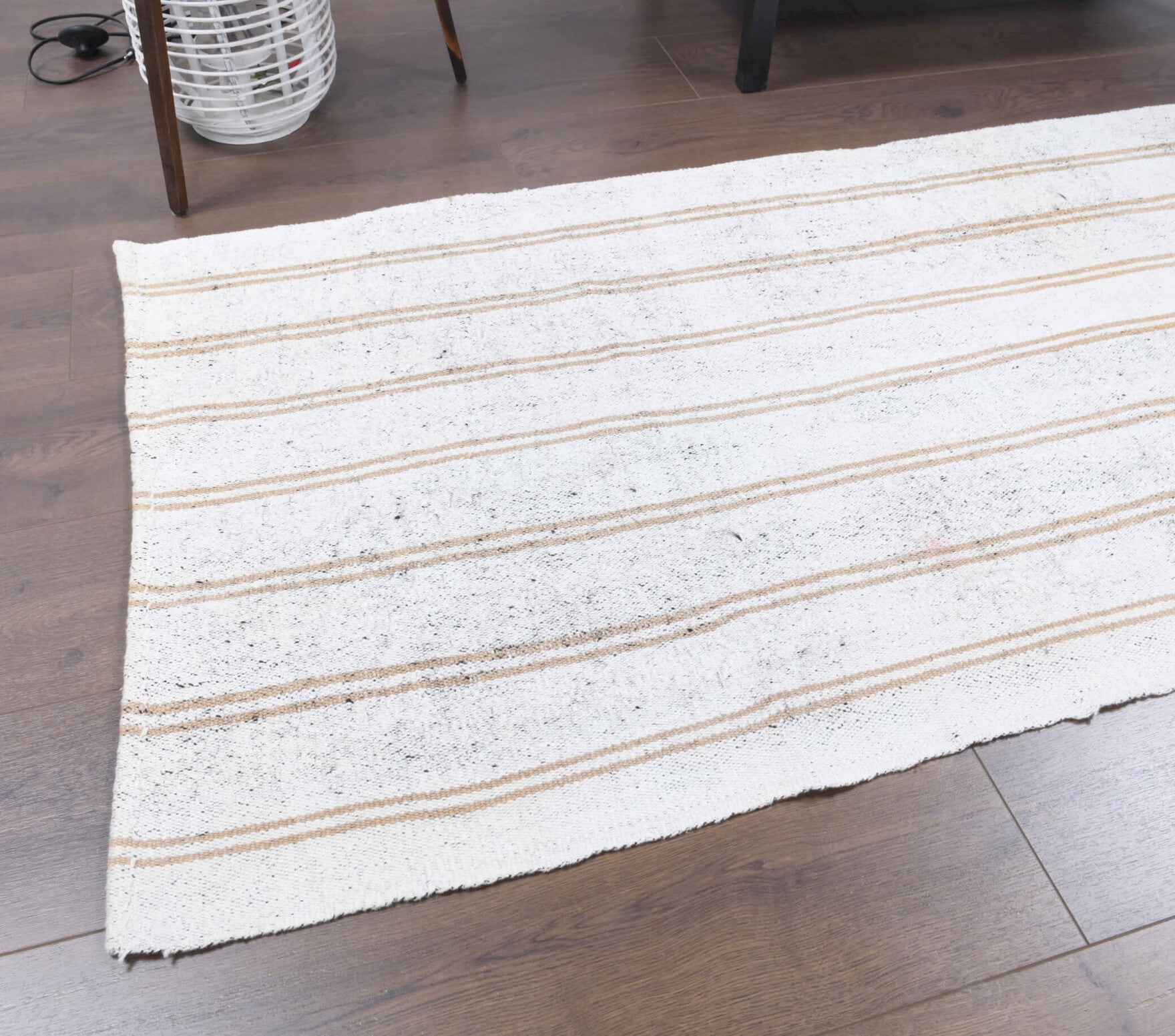 Authentic Anatolian vintage kilim runner rug (1960s) with striped design – one-of-a-kind at Fame Rugs