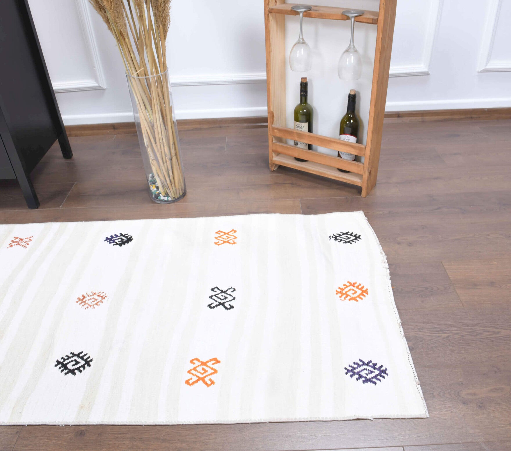 Handwoven flatweave wool runner from Anatolia, Turkey – 3x8 Wool Vintage Flatweave Runner Rug 2'7" x 8'5"