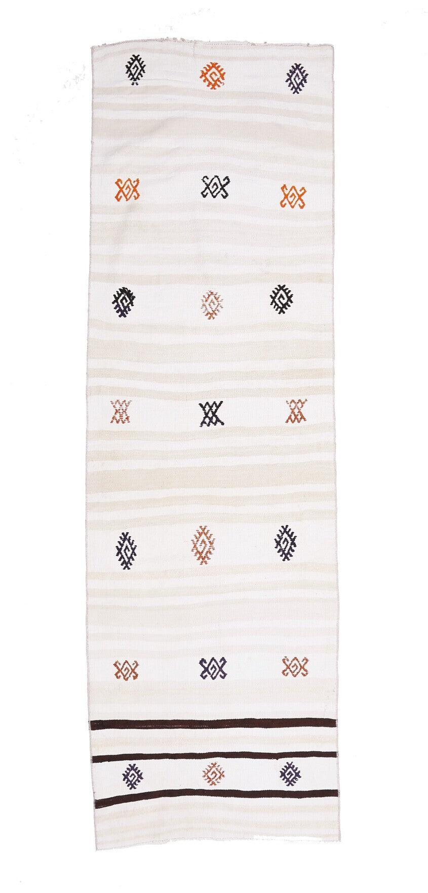 3x8 Wool Vintage Flatweave Runner Rug