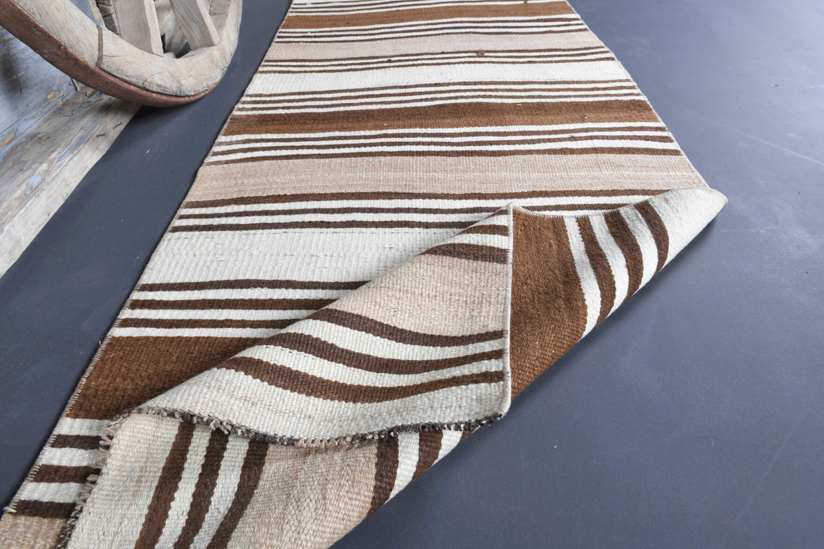 3x8 Flatweave Wool Vintage Runner Rug