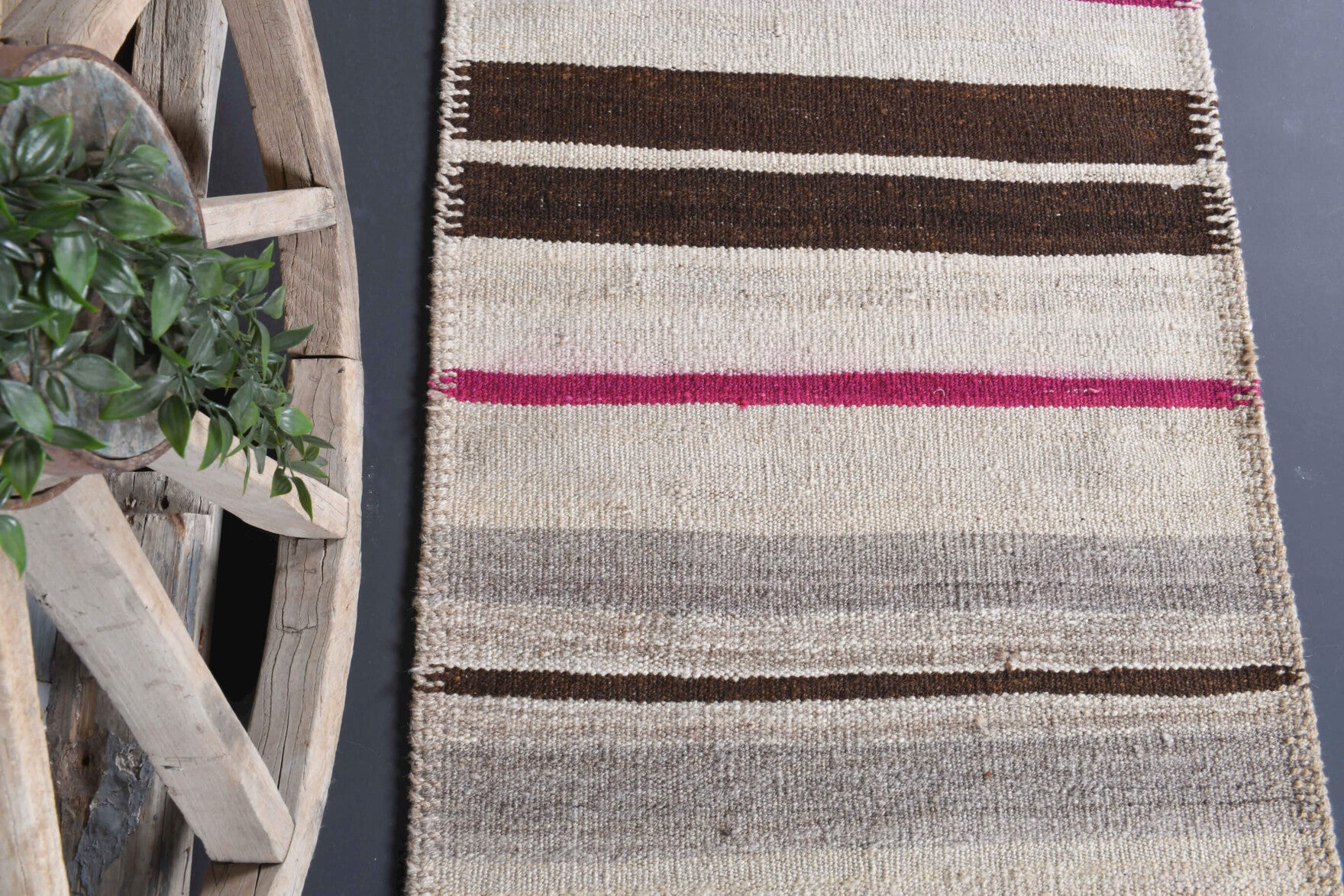 81x230 cm vintage kilim Anatolian runner rug – Siderogena, flatweave, wool