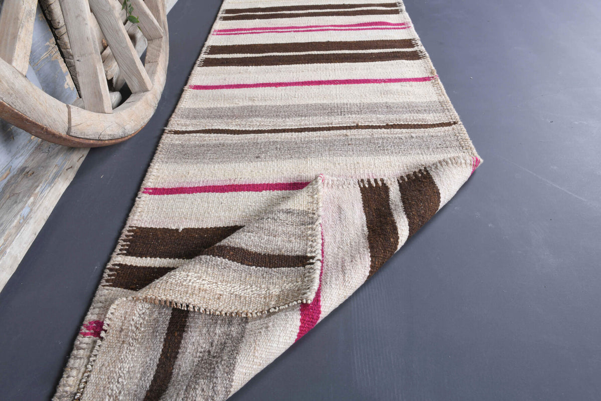 3x8 Wool Vintage Kilim Runner Rug