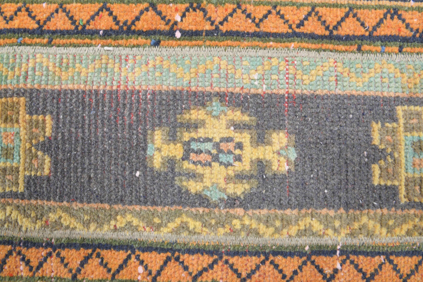75x284 cm vintage patchwork Anatolian runner rug – Aspendos, low pile, wool