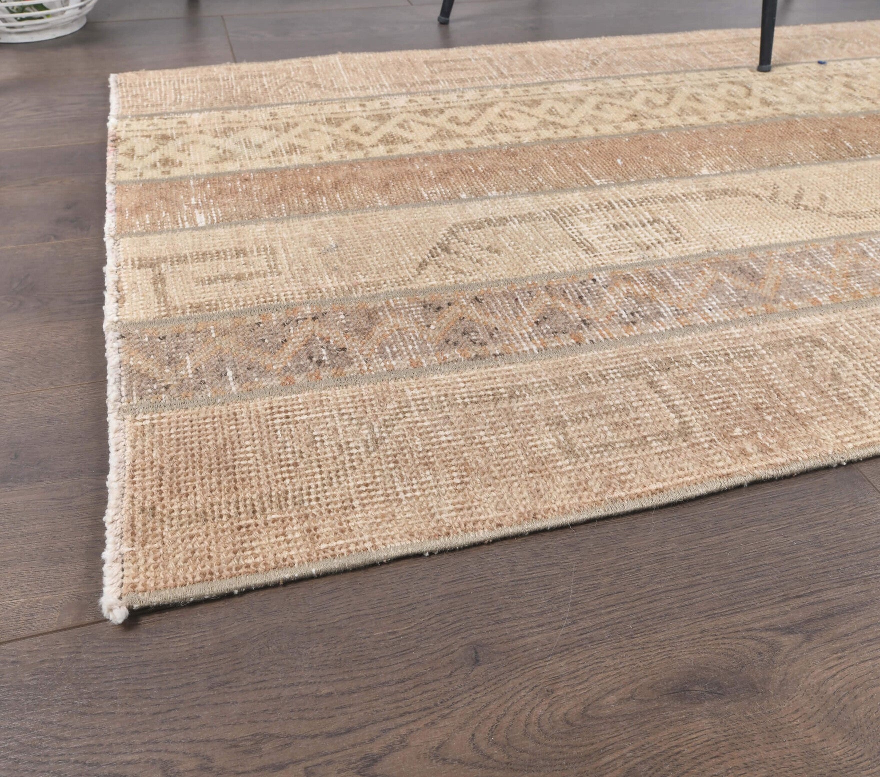 3x9 Vintage Handwoven Geometric Oushak Runner Rug