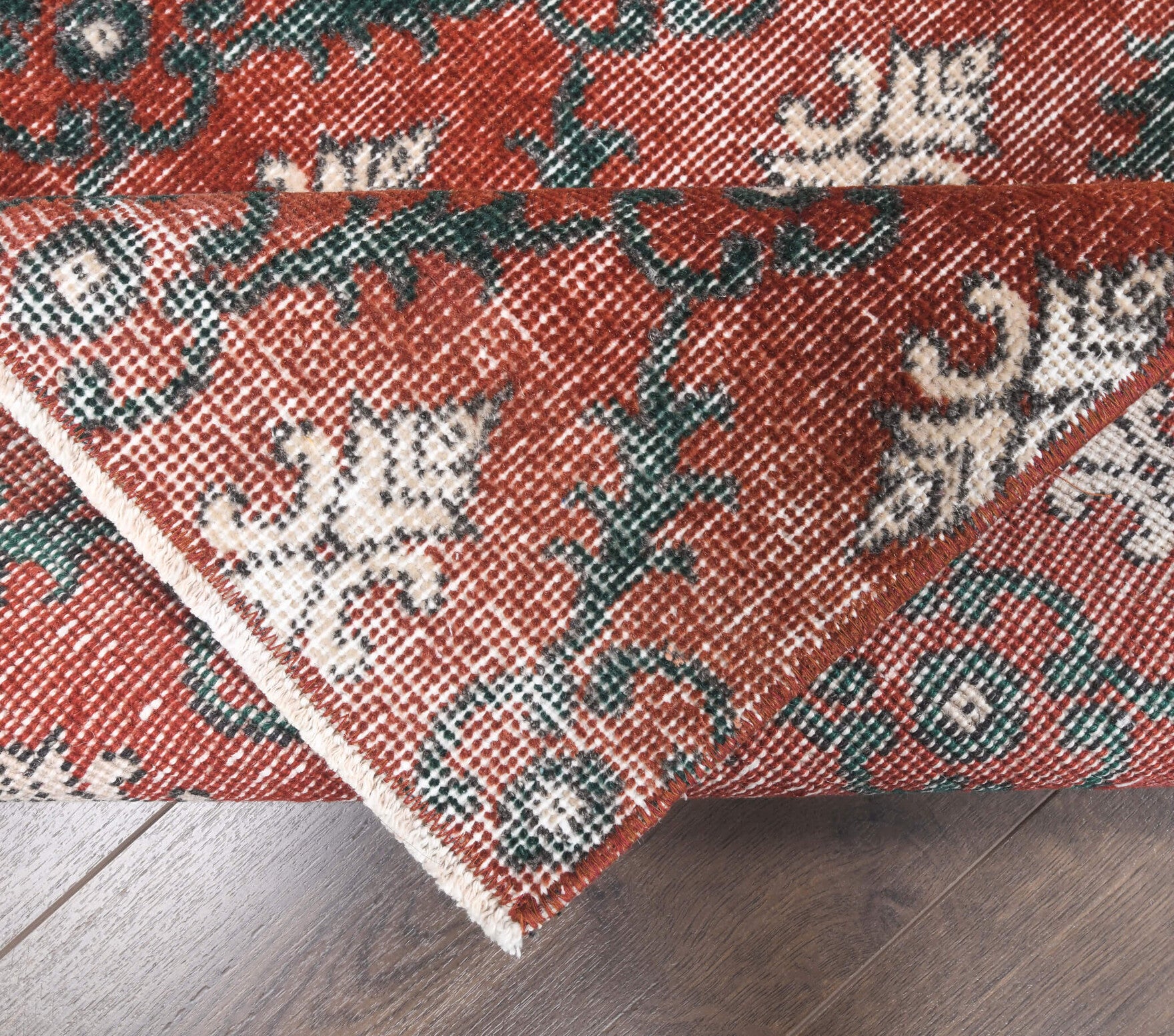 Kleaura runner: 1970s handmade Anatolian runner with ikat motifs and cotton backing