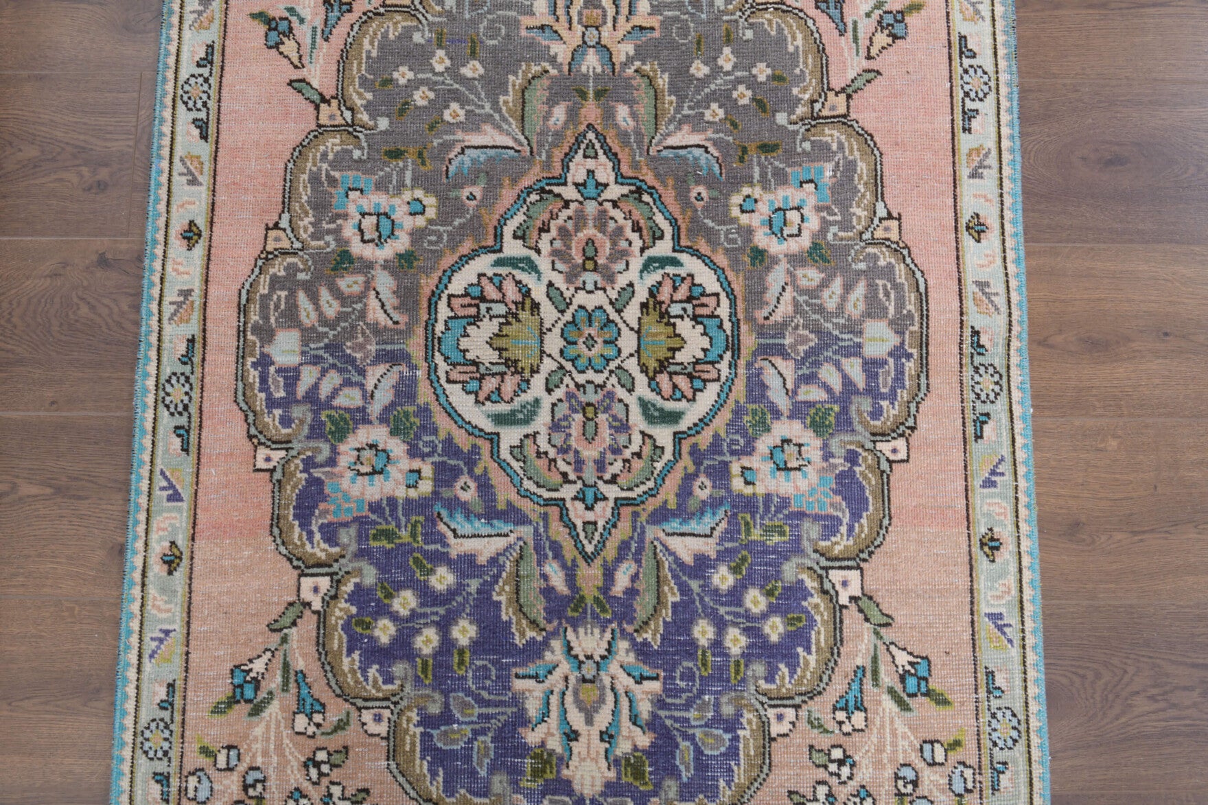 Hedydike runner: 1970s handmade Anatolian runner with oriental motifs and cotton backing