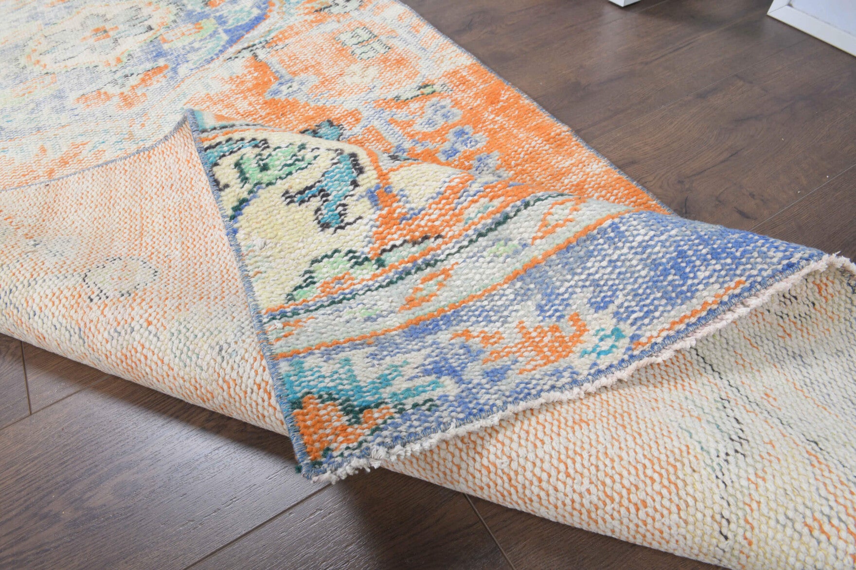 87x267 cm vintage Anatolian runner rug – Zibaisik, low pile, wool