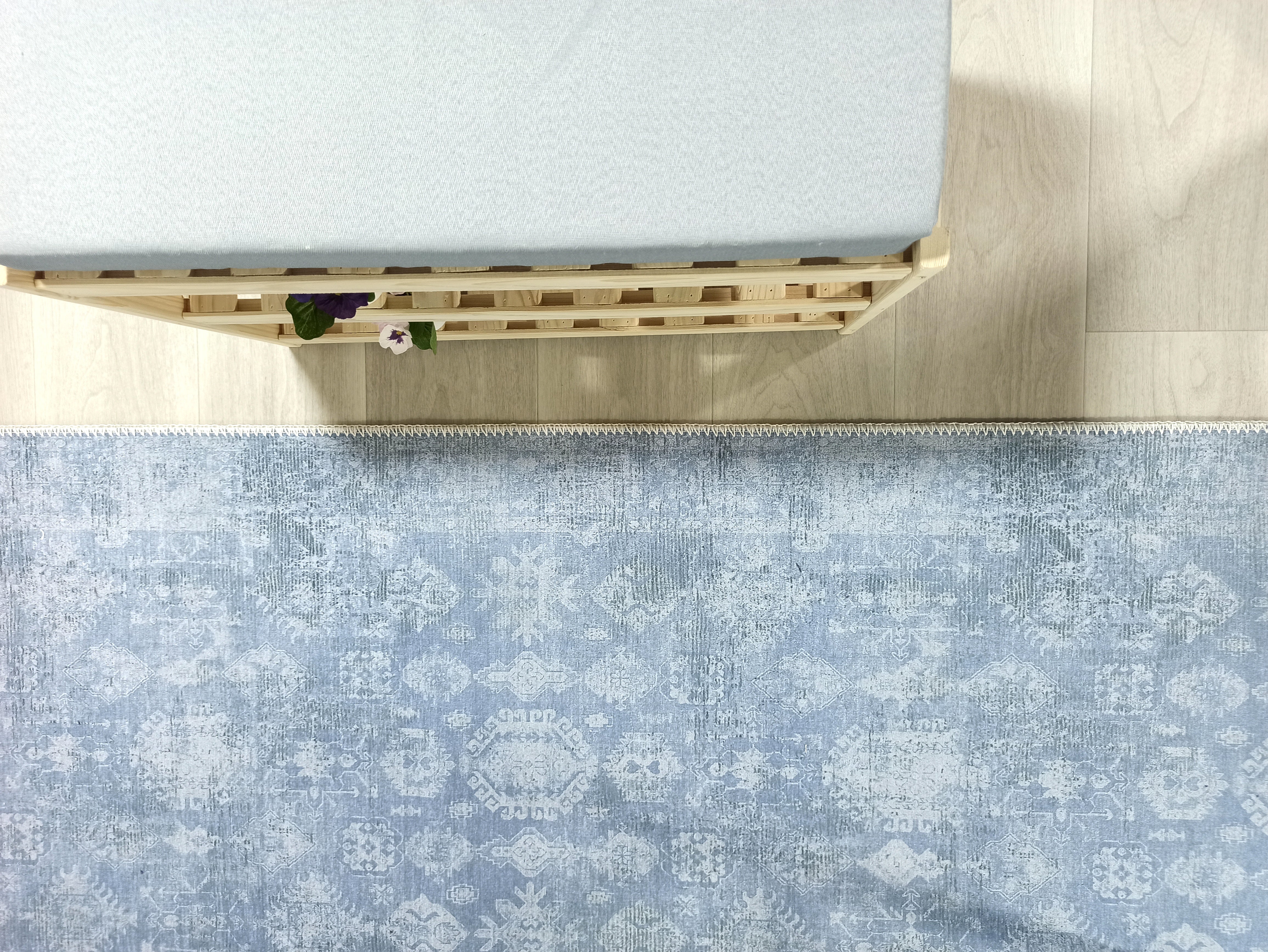 Turkish Gray Light Blue Vintage look Rug