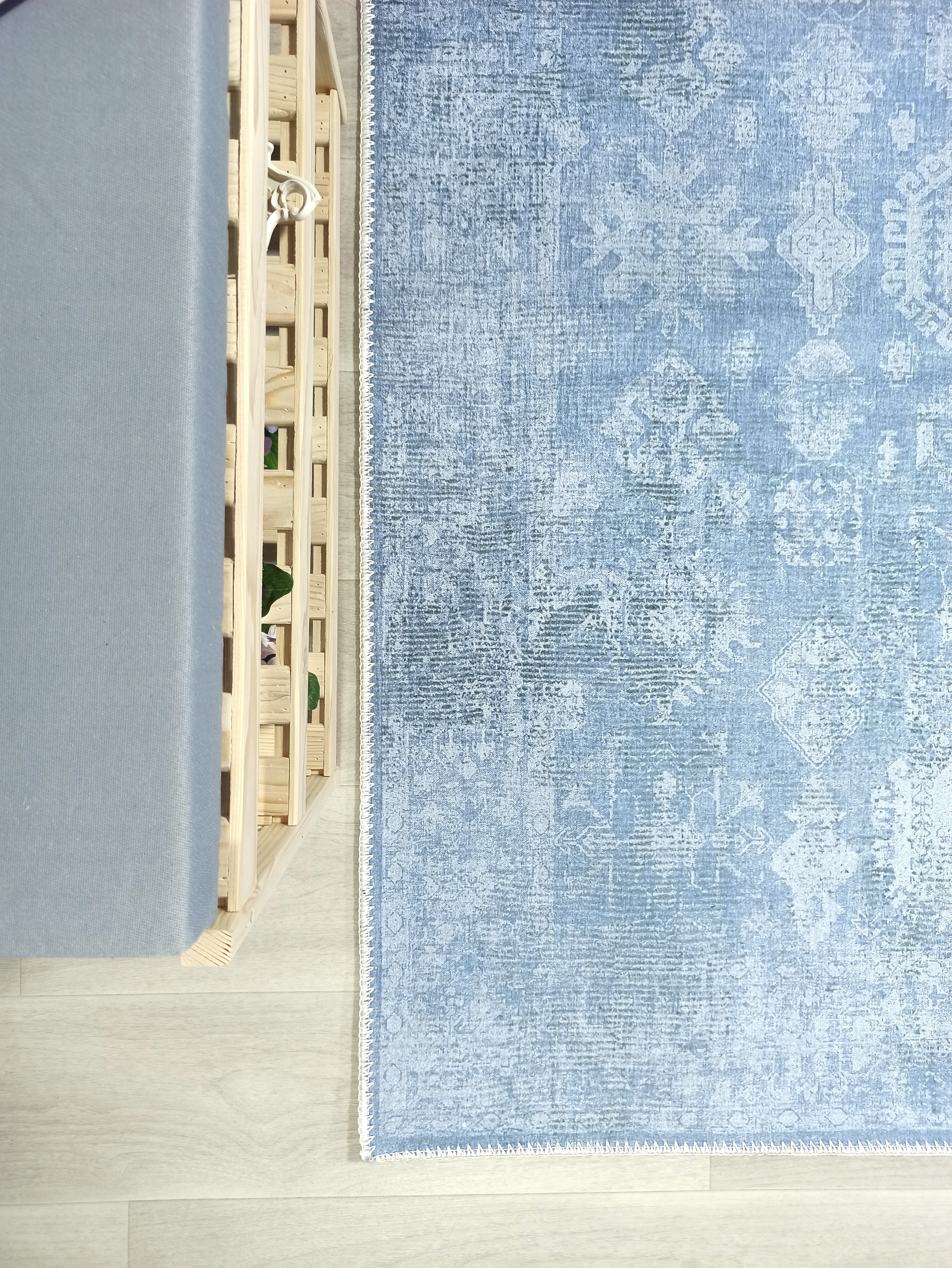 Turkish Gray Light Blue Vintage look Rug