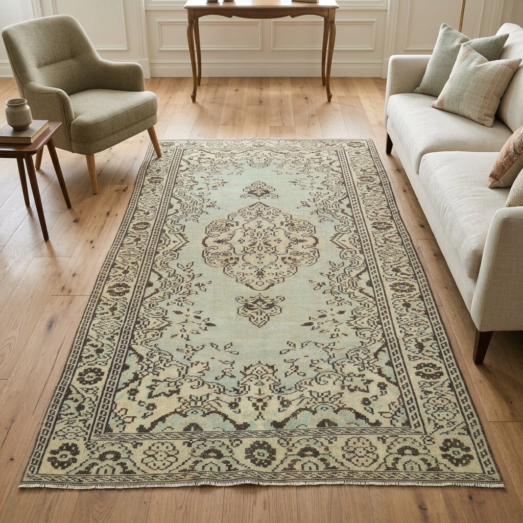Oriental pattern on the Toprakcihan Mystic vintage area rug – handmade in Anatolia, Turkey