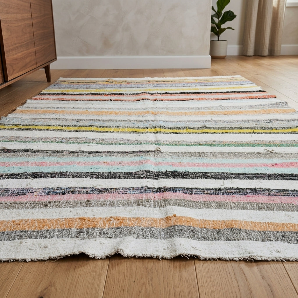 Oriental pattern on the Thalothymia vintage kilim rug – handwoven flatweave in Anatolia, Turkey