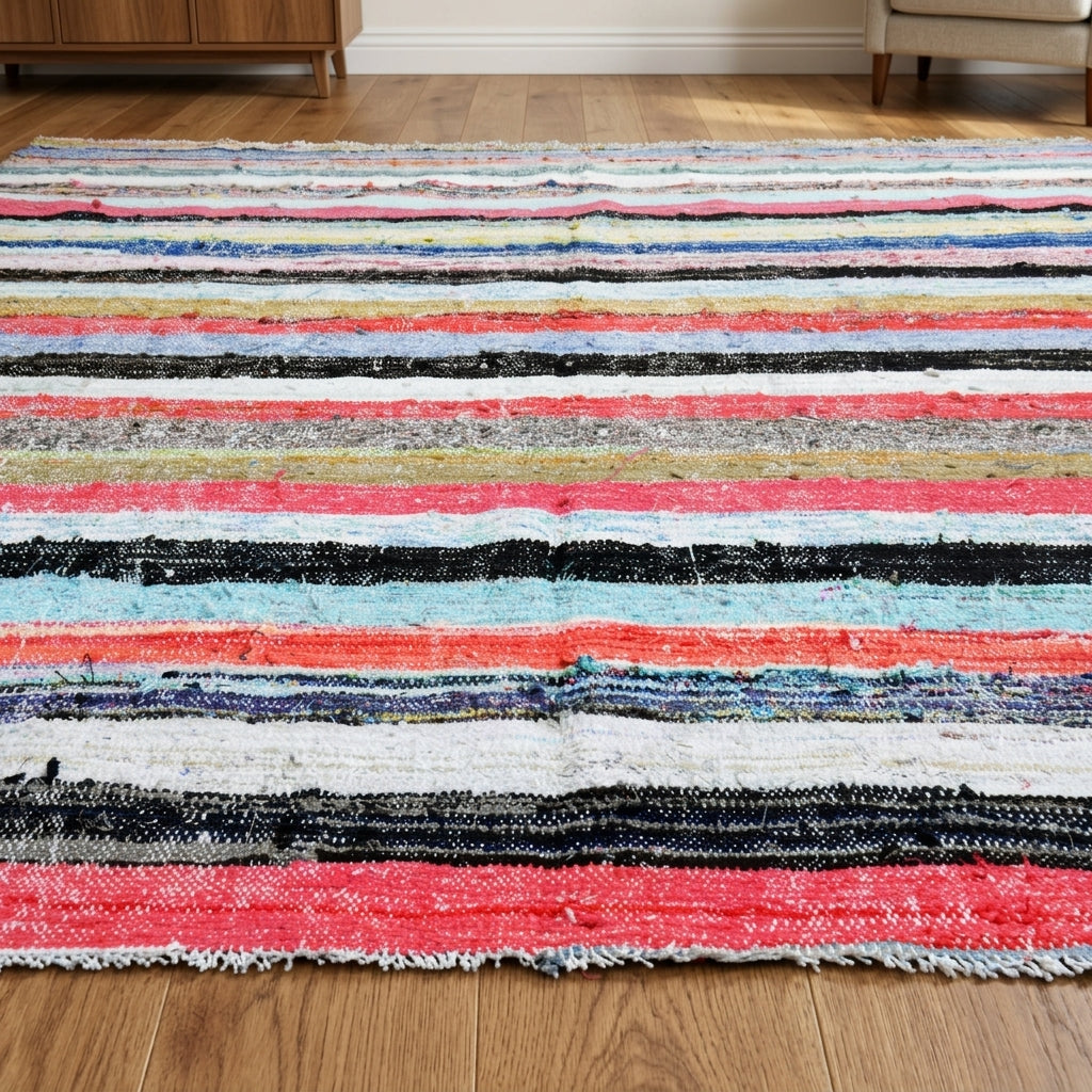Oriental pattern on the Thalonike vintage kilim rug – handwoven flatweave in Anatolia, Turkey