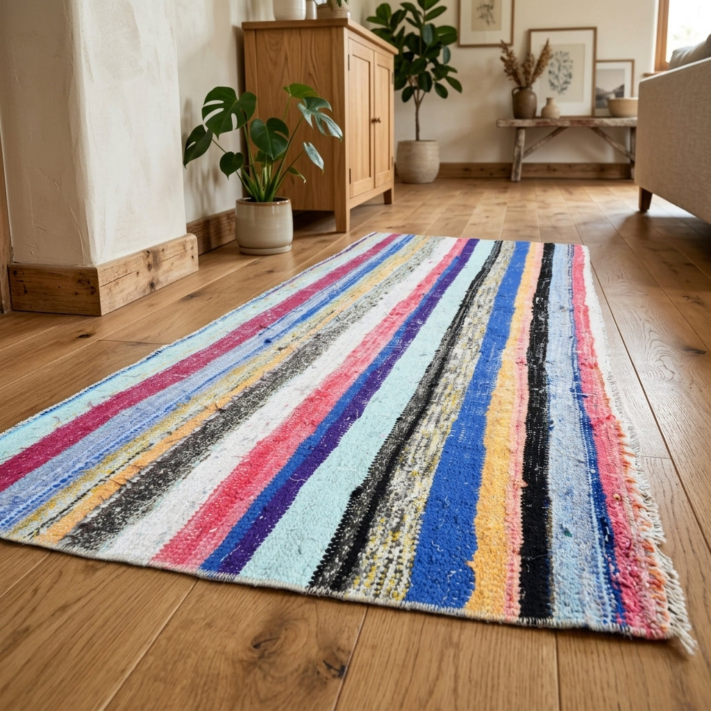 Oriental pattern on the Sunbulenaz vintage kilim rug – handwoven flatweave in Anatolia, Turkey