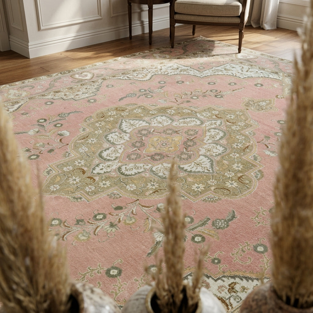 Oriental pattern on the Naiaphrosyne vintage area rug – handmade in Isfahan / Iran