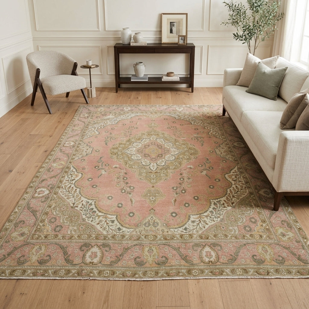 Oriental pattern on the Naiaphrosyne vintage area rug – handmade in Isfahan / Iran
