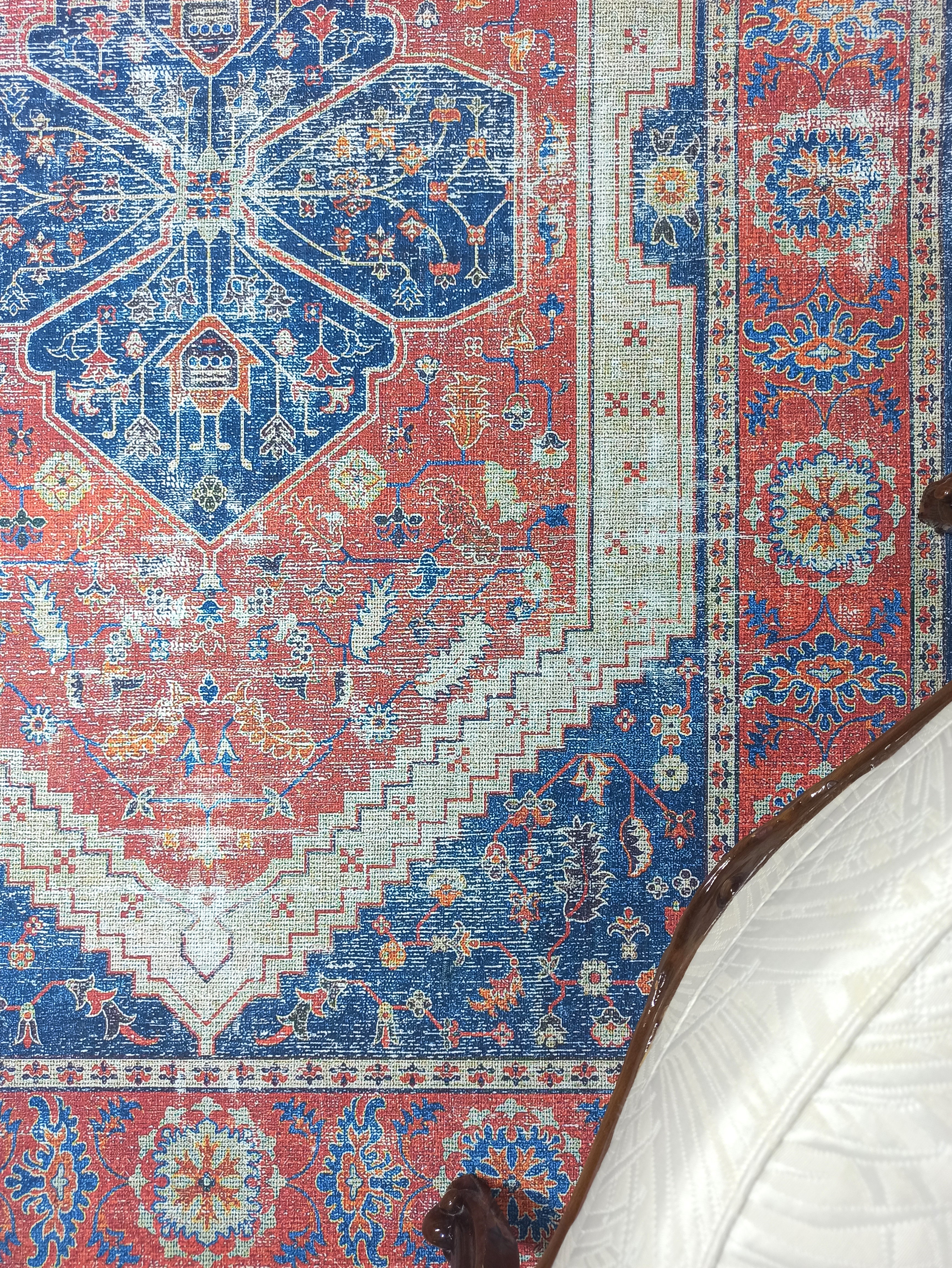 Turkish Vintage Distressed Looks Red Blue Rug