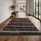 Ikat pattern on the Pelagonassa vintage kilim rug – handwoven flatweave in Anatolia, Turkey