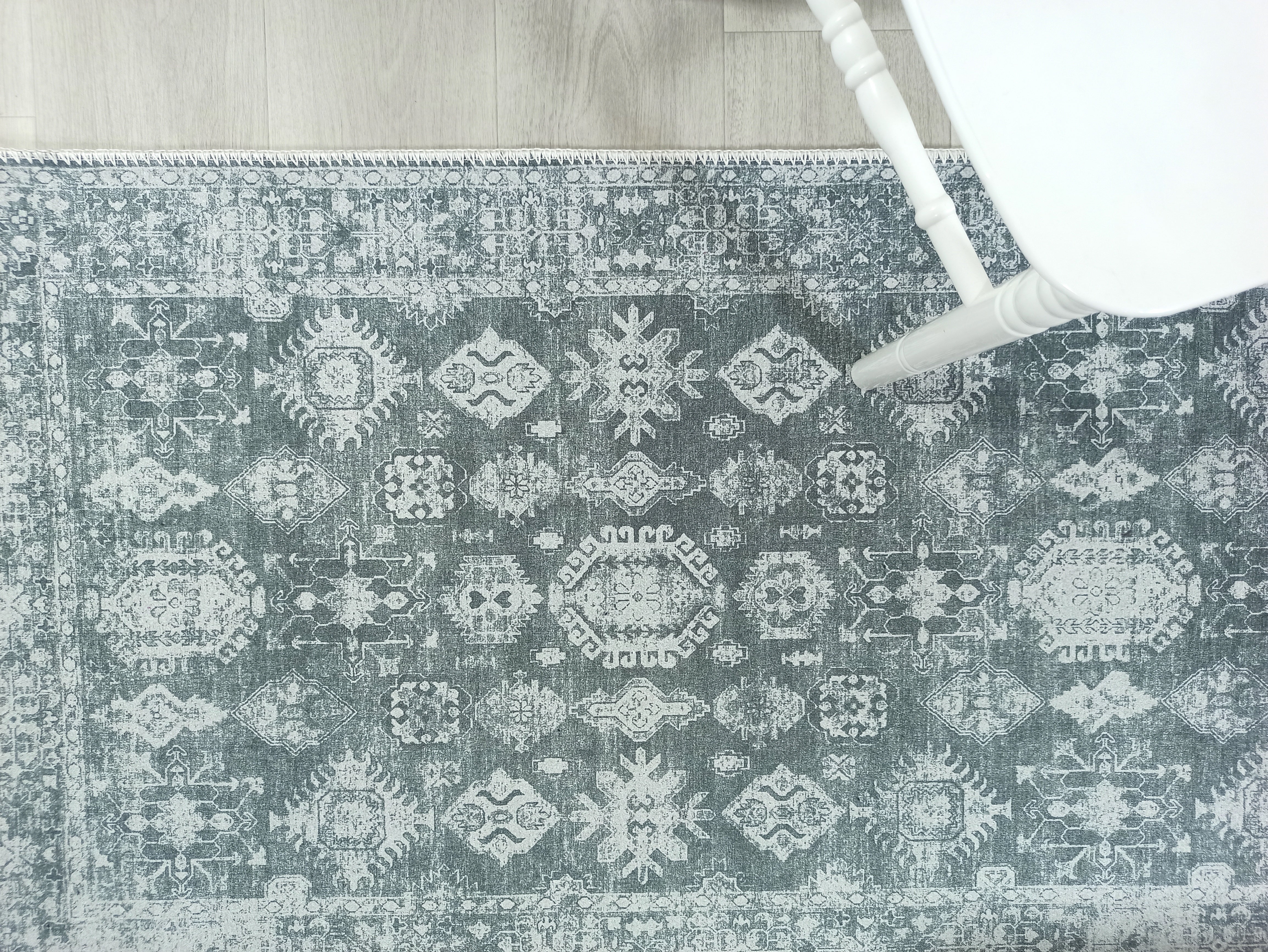 Turkish Vintage Distressed Gray Rug