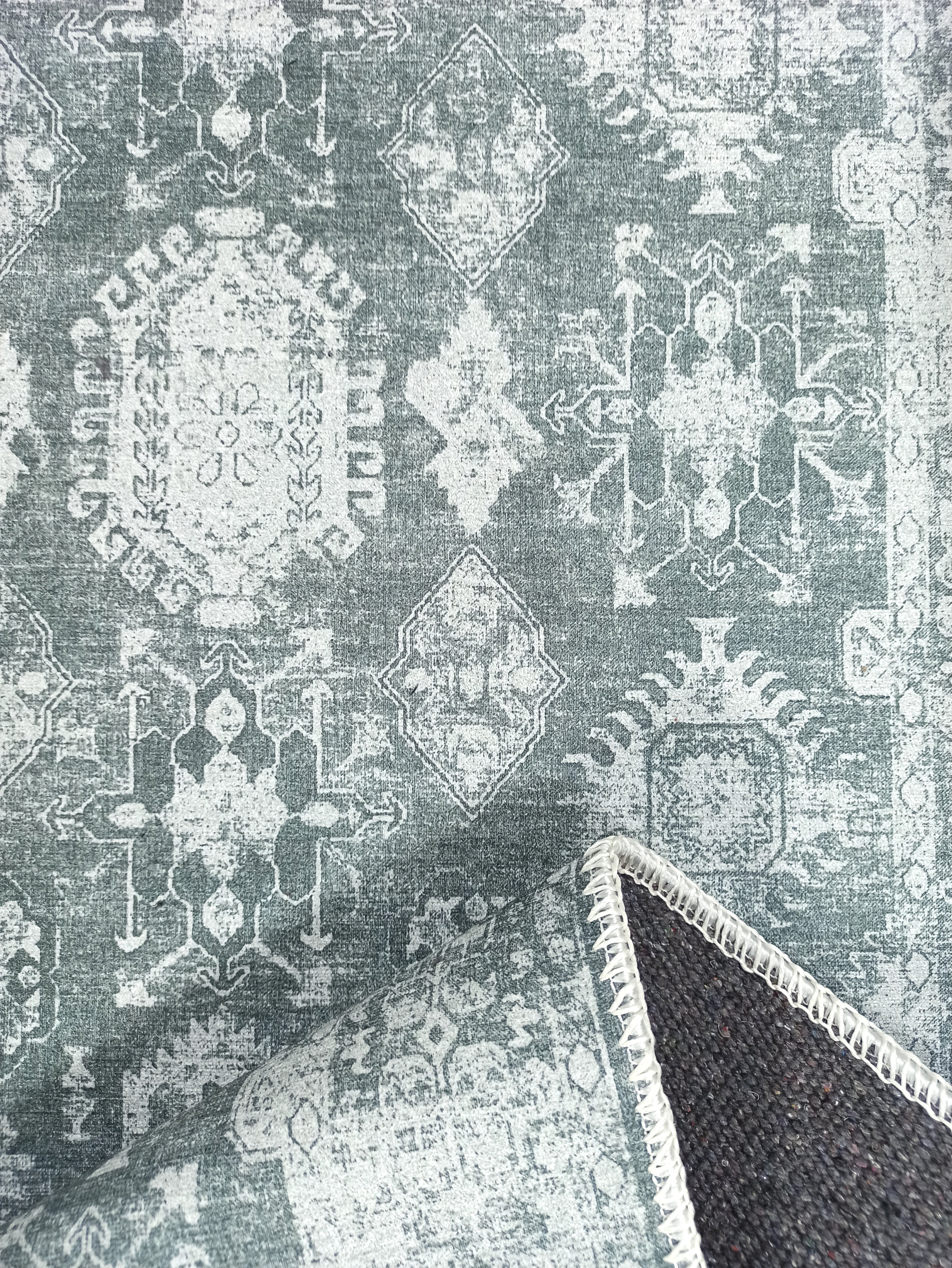 Turkish Vintage Distressed Gray Rug